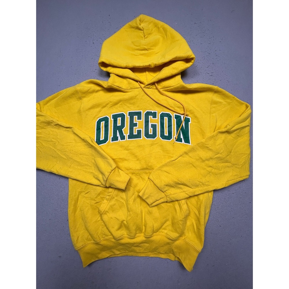 Champion Oregon Hoodie Cotton Polyester Yellow Small Mens